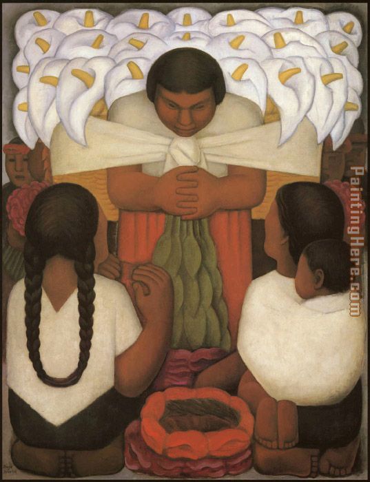 Flower Day painting - Diego Rivera Flower Day art painting